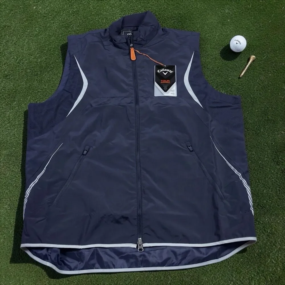 NEW W TAG Callaway Tour Authentic Performance Vest Mens MED Black Light Full Zip